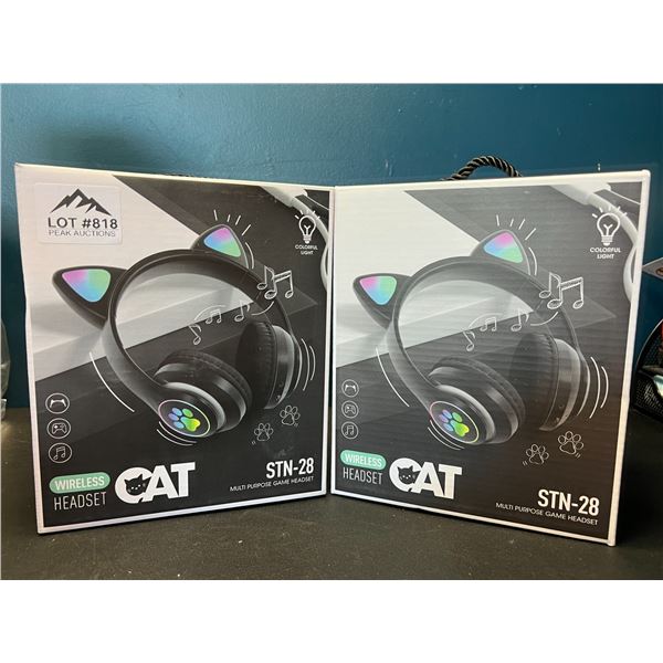 Lot of 2 Wireless Cat/Kitty Ear Headphones