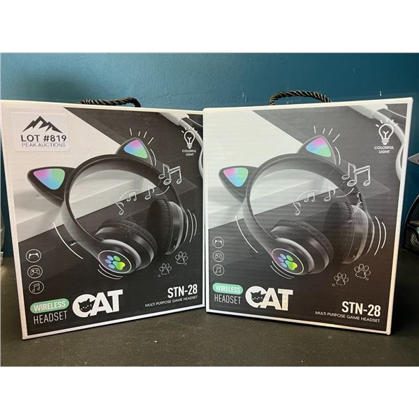 Lot of 2 Wireless Cat/Kitty Ear Headphones