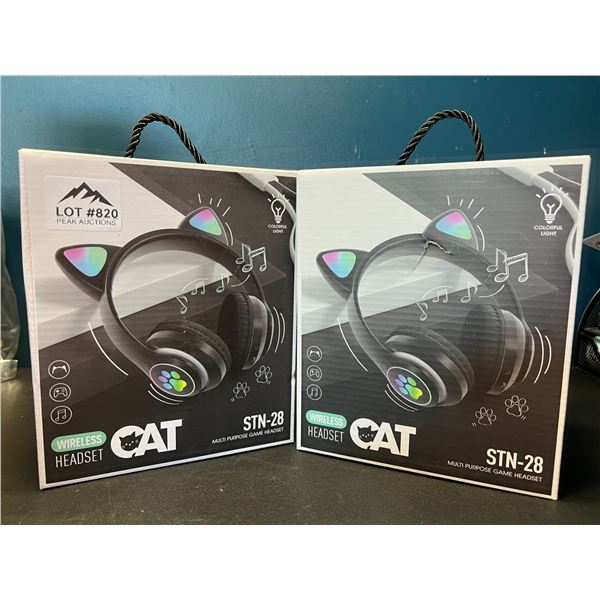 Lot of 2 Wireless Cat/Kitty Ear Headphones