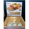 Image 1 : Lot of 1 Bamboo Cheese/Charcuterie Servng Board w/ Cutlery Set & 2 Slide-Out Drawers