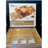 Image 1 : Lot of 1 Bamboo Cheese/Charcuterie Servng Board w/ Cutlery Set & 2 Slide-Out Drawers