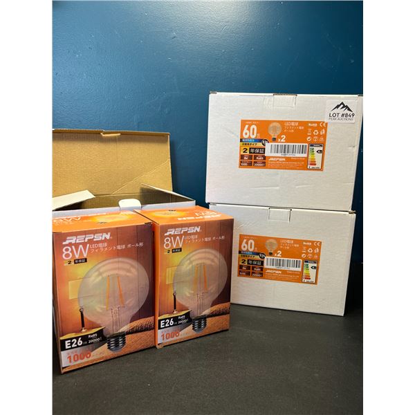 Lot of 3 Boxes of LED E26 Round Lightbulbs - (2pcs per box - 6 total for lot)