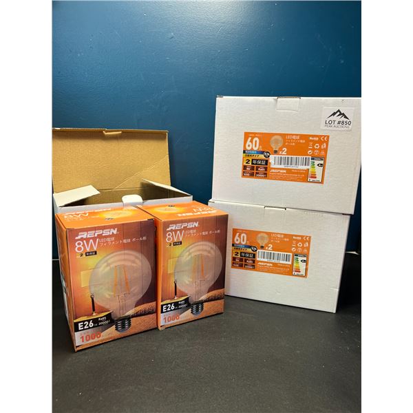 Lot of 3 Boxes of LED E26 Round Lightbulbs - (2pcs per box - 6 total for lot)