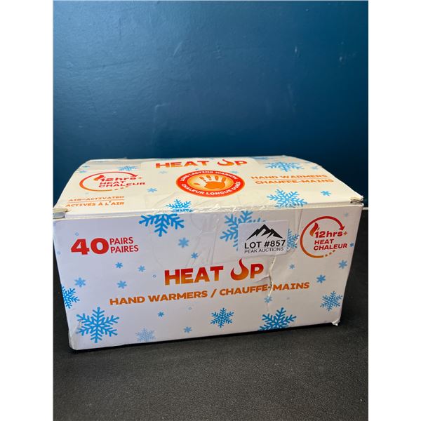 Lot of 1 Box of Heat Up Air-Activated Hand Warmer Pouches - 40 Pairs
