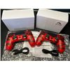 Image 1 : Lot of 2 Wireless Double-Shock Controllers For Playstation 4 (PS4) - Camo Design (Red)