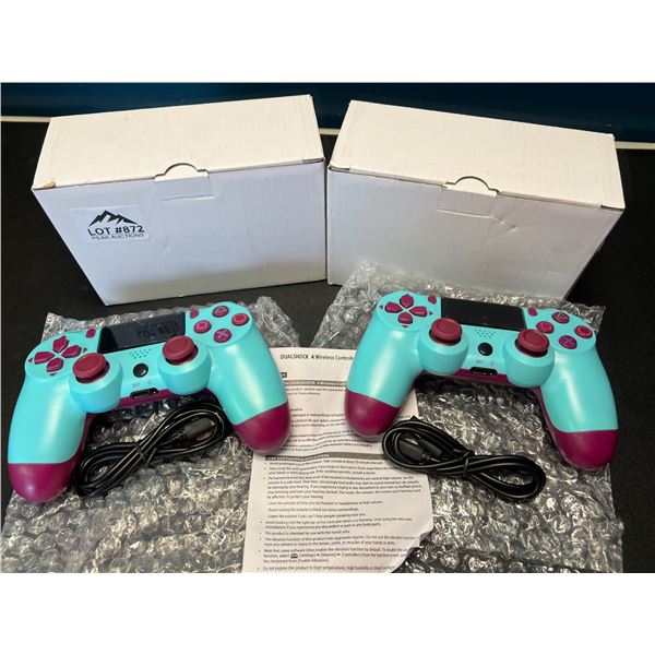 Lot of 2 Wireless Double-Shock Controllers For Playstation 4 (PS4) - Blue