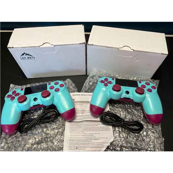 Lot of 2 Wireless Double-Shock Controllers For Playstation 4 (PS4) - Blue
