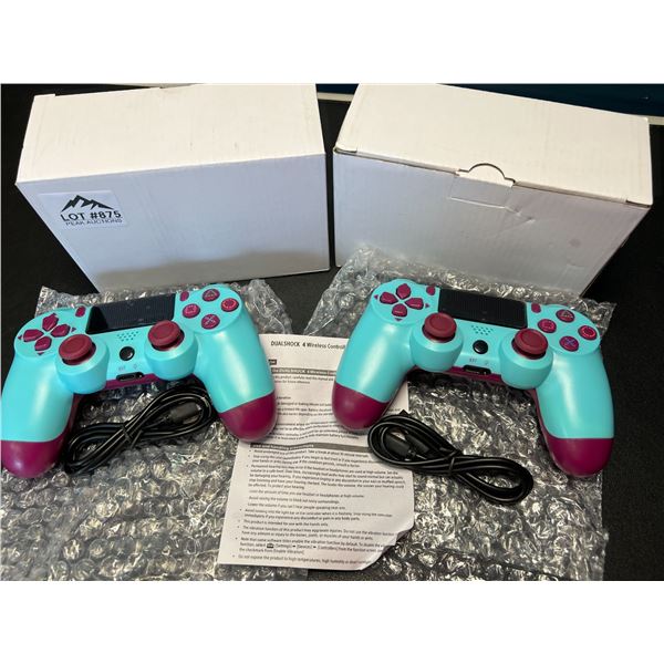 Lot of 2 Wireless Double-Shock Controllers For Playstation 4 (PS4) - Blue