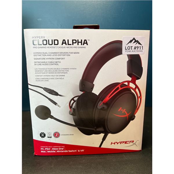 Lot of 1 HyperX Cloud Alpha Pro Gaming Headset - for PC, Playstation, Xbox, Mobile, Switch, & VR
