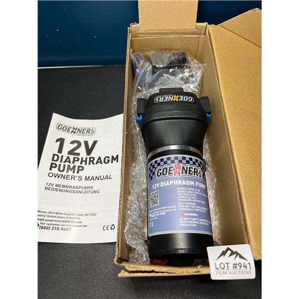 Lot of 1 Goehners 12V RV Water Pump - 5.2 GPM, 40 PSI