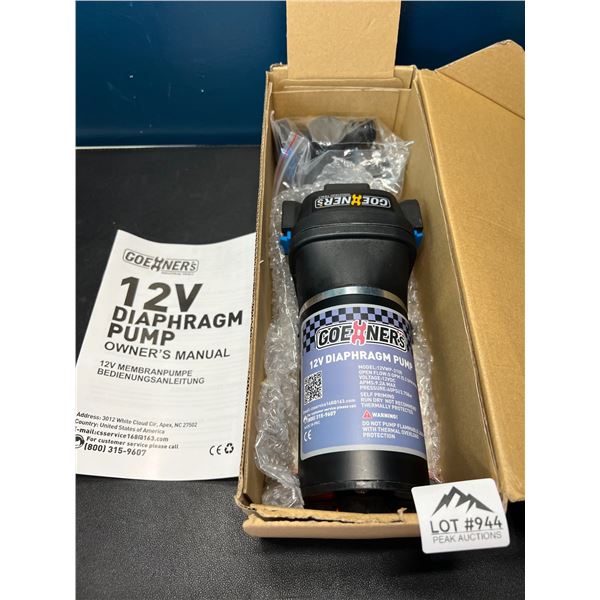 Lot of 1 Goehners 12V RV Water Pump - 5.2 GPM, 40 PSI