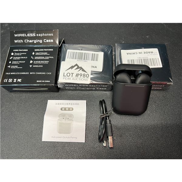 Lot of 3 Wireless Earphones w/ Charging Case