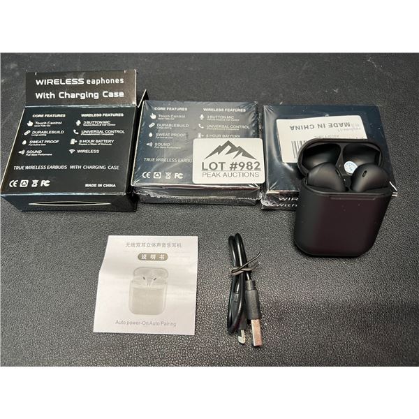 Lot of 3 Wireless Earphones w/ Charging Case