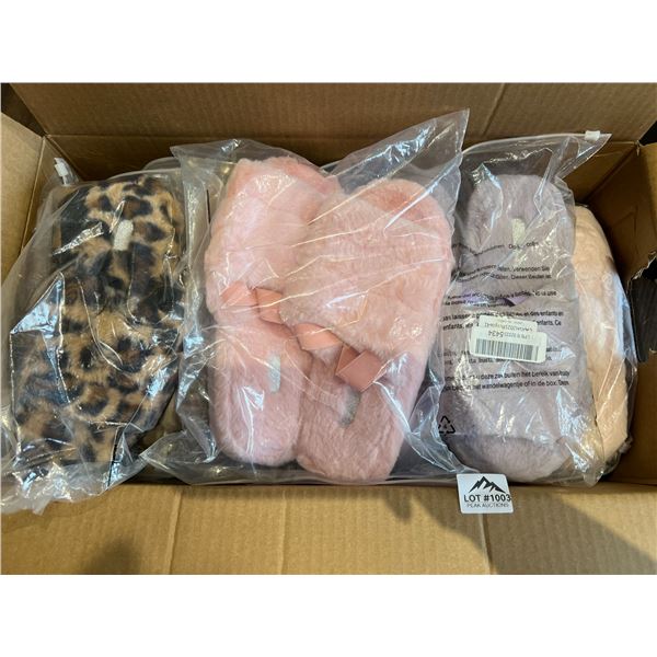 Lot of 1 Box of Assorted Fuzzy Slippers - 12 Pairs