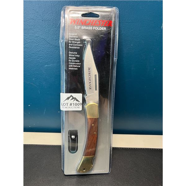 Lot of 1 Winchester 3.5" Brass Folder Knife