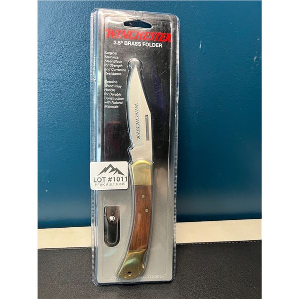 Lot of 1 Winchester 3.5" Brass Folder Knife