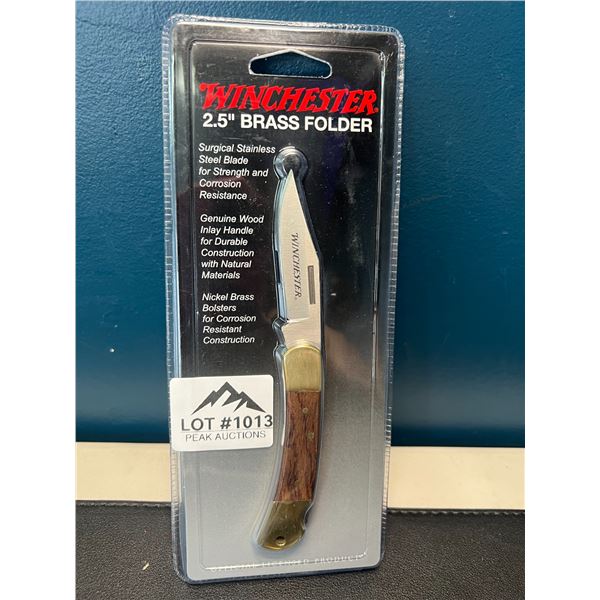 Lot of 1 Winchester 2.5" Brass Folder Knife
