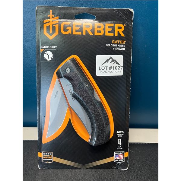 Lot of 1 Gerber Gator Folding Knife + Sheath