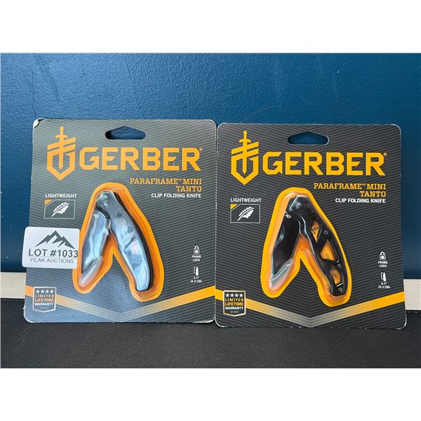Lot of 2 Gerber Paraframe Mini Tanto Clip Folding Knives