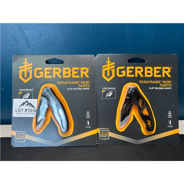 Lot of 2 Gerber Paraframe Mini Tanto Clip Folding Knives