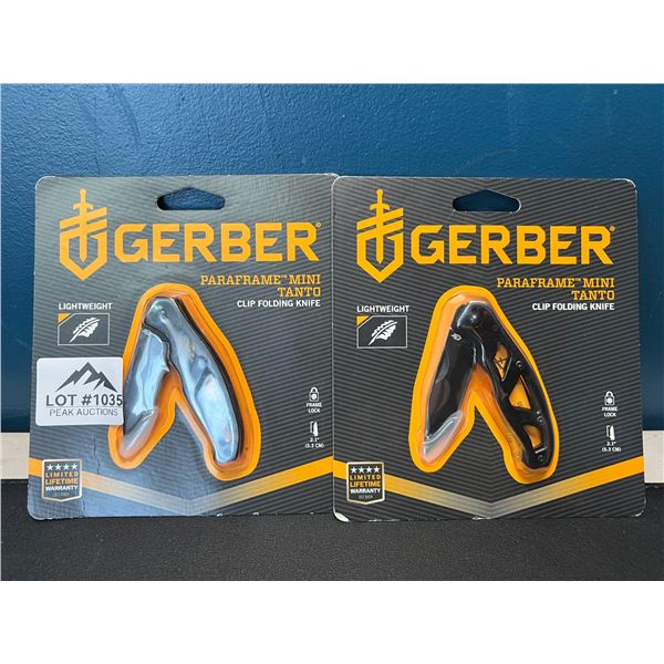 Lot of 2 Gerber Paraframe Mini Tanto Clip Folding Knives