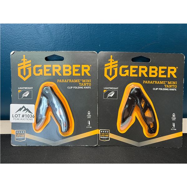 Lot of 2 Gerber Paraframe Mini Tanto Clip Folding Knives