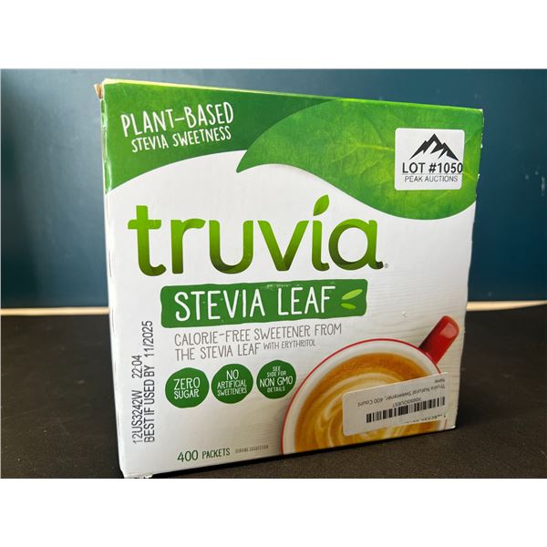 Lot of 1 Box of Truvia Stevia Leaf Natural Sweetener - 400 Packets