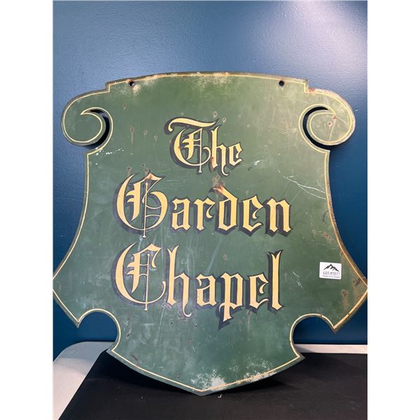 Lot of 1 Large Metal Sign - "The Garden Chapel" - Used