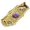 Image 5 : Antique Art Deco 14k Two Tone Gold Amethyst & Old Diamond Etched Filigree Brooch