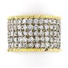 Image 1 : Vintage 18k Gold 3.6 ctw Pave Round Diamond Wide Eternity Band Twisted Wire Edge