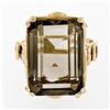 Image 3 : Vintage Handmade 14k Yellow Gold Smoky Emerald Step Cut Quartz Solitaire Ring