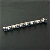 Image 6 : Antique 14k Gold 1.60 ctw Square Cut Montana Sapphire Natural Pearl Bar Brooch P
