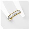 Image 3 : Men's 18k White and Yellow Gold 5.5mm Milgrain Edged Band Ring