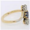 Image 4 : Antique Edwardian 14K Gold Platinum 1.61 ctw Mine Cut Diamond Sapphire Bypass Ri