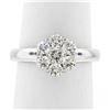 Image 1 : 18K White Gold 0.84 ctw Ideal Round Brilliant Cut Diamond Flower Cluster Ring
