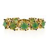 Image 2 : Vintage 14k Yellow Gold Cushion Cabochon Jade & 2.20 ctw Sapphire Chain Bracelet