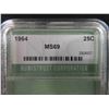 Image 4 : 1964 US 25 Cent Coin Graded MS69 Sealed in Plastic NTC 