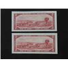 Image 4 : (2) 1954 Canada $2.00 Paper Bills Consecutive 