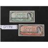 Image 1 : 1954 Canada $1.00 and $2.00 Devils Face Paper Bills 