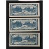 Image 5 : (3) 1954 Canada $5.00 Paper Bills with Consecutive