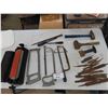 Image 1 : Norton Multi Oil Stone, Hacksaw, Files, Hammers, Pry Bars