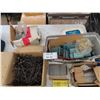 Image 1 : Box of 6" Nails, 2 3/8" x .113 Strip Nails, Brad Nails, Staple Gun Staples, 8 x 2.5" 