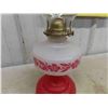 Image 3 : Vintage Coal Oil Lantern with Red Base + Frosted Middle