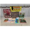 Image 1 : 7 Tractor Books (4) John Deer & Metal Farmall Sign 12.5" x 16"