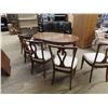 Image 5 : 9 pcs Dining Room Table - Oak with 1 Captains Chair, Upholstered Seats 