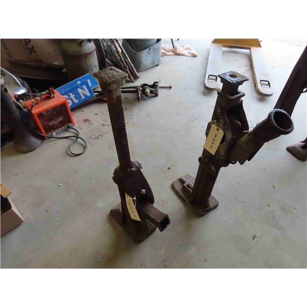 2 Vintage Heavy Duty Cast Iron Building Jacks ; Simplex + Barrett