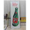 Image 1 : 1968 7Up First Again Thirst Tin Bottle Sign Made in Canada - Embossed 18" x 54" 