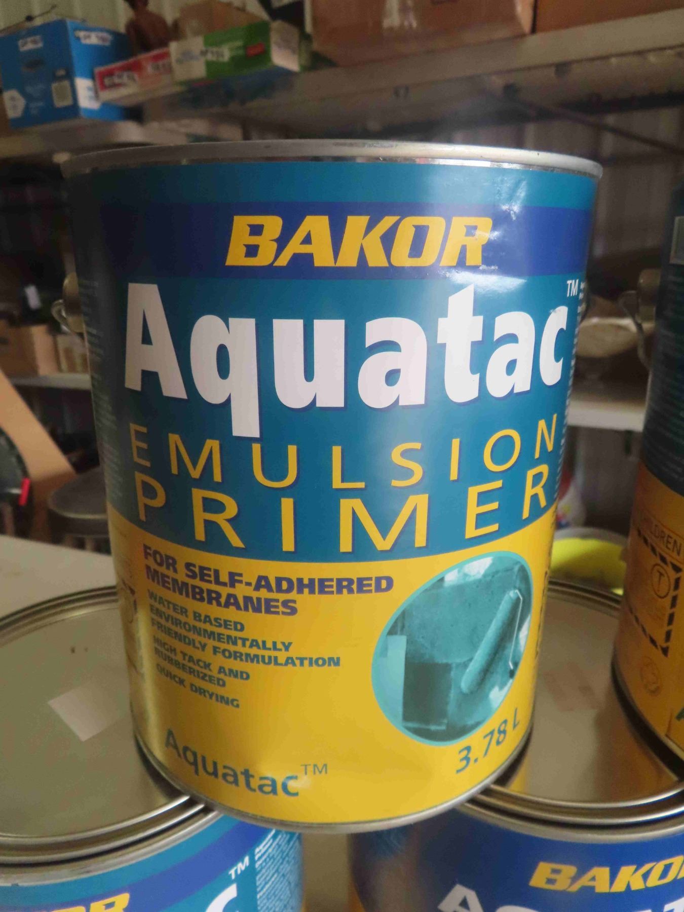 8 3 78L Cans Of Baker Aquatac Emulsion Primer For Self Adhered Membranes 8-3-78l-cans-of-baker-aquatac-emulsion-primer-for-self-adhered-membranes