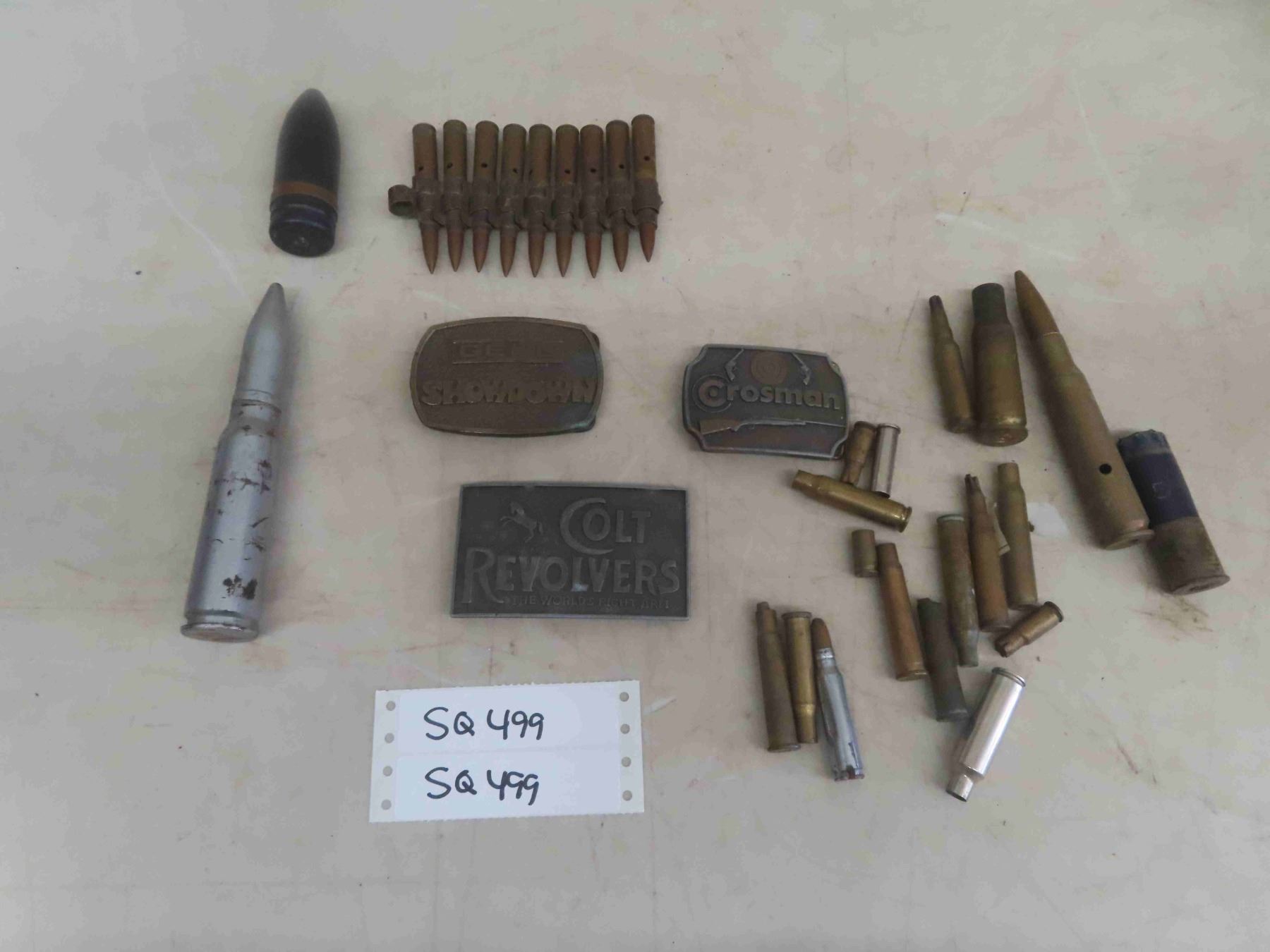 Used Bulet Shell 3 Belt Buckles + Assorted Used Bullet Shells