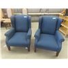 Image 1 : 2 Blue Wingback Living Room Sitting Chairs
